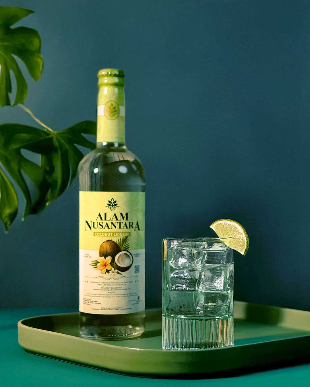 Alam Nusantara Coconut Liqueur bottle and glass